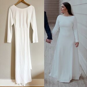 Iconic Love Story White Backless Long Sleeve Maxi Dress